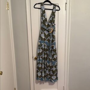 Anthropologie Blue Sleeveless Halter Maxi Dress